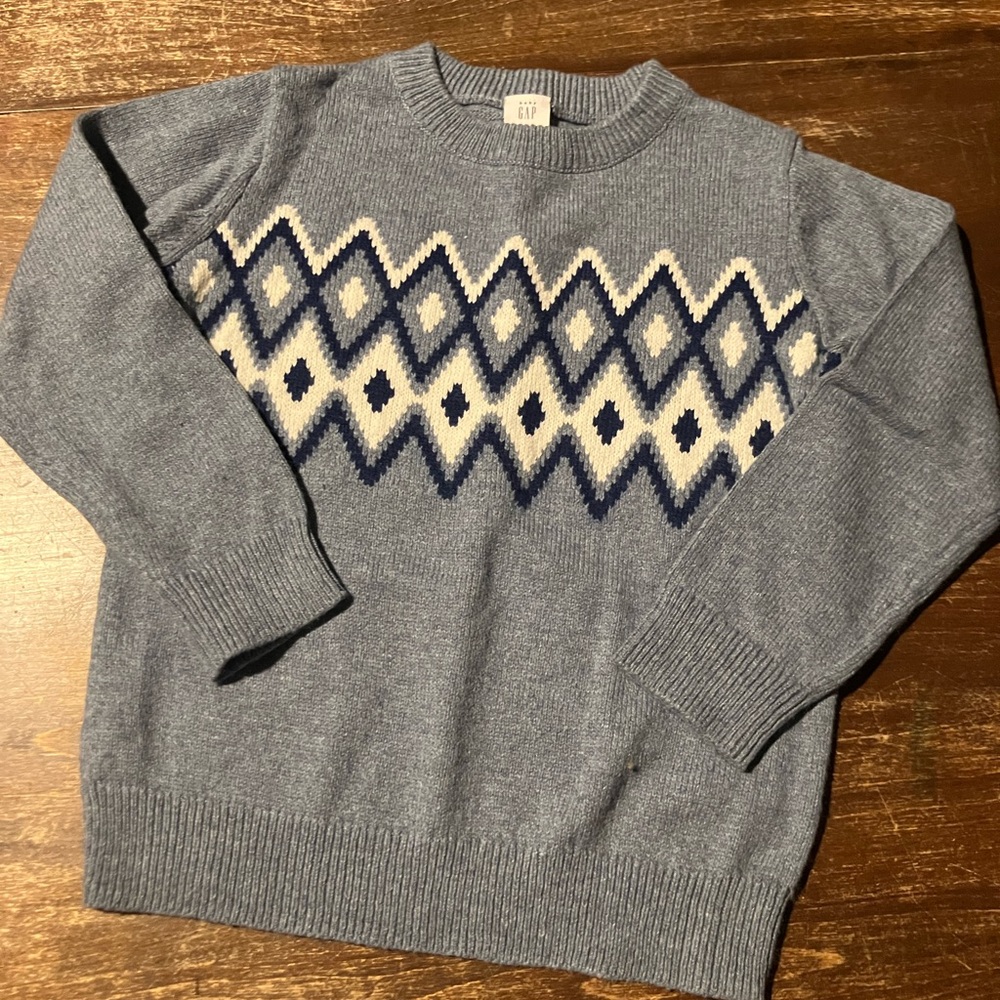 GAP Blue and White Crewneck Toddler Sweater